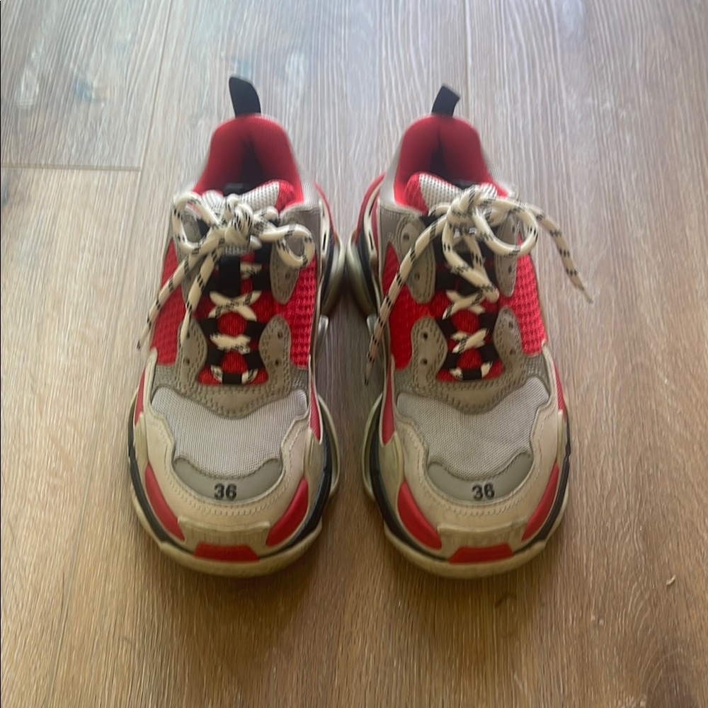 Red and Gray Sneakers